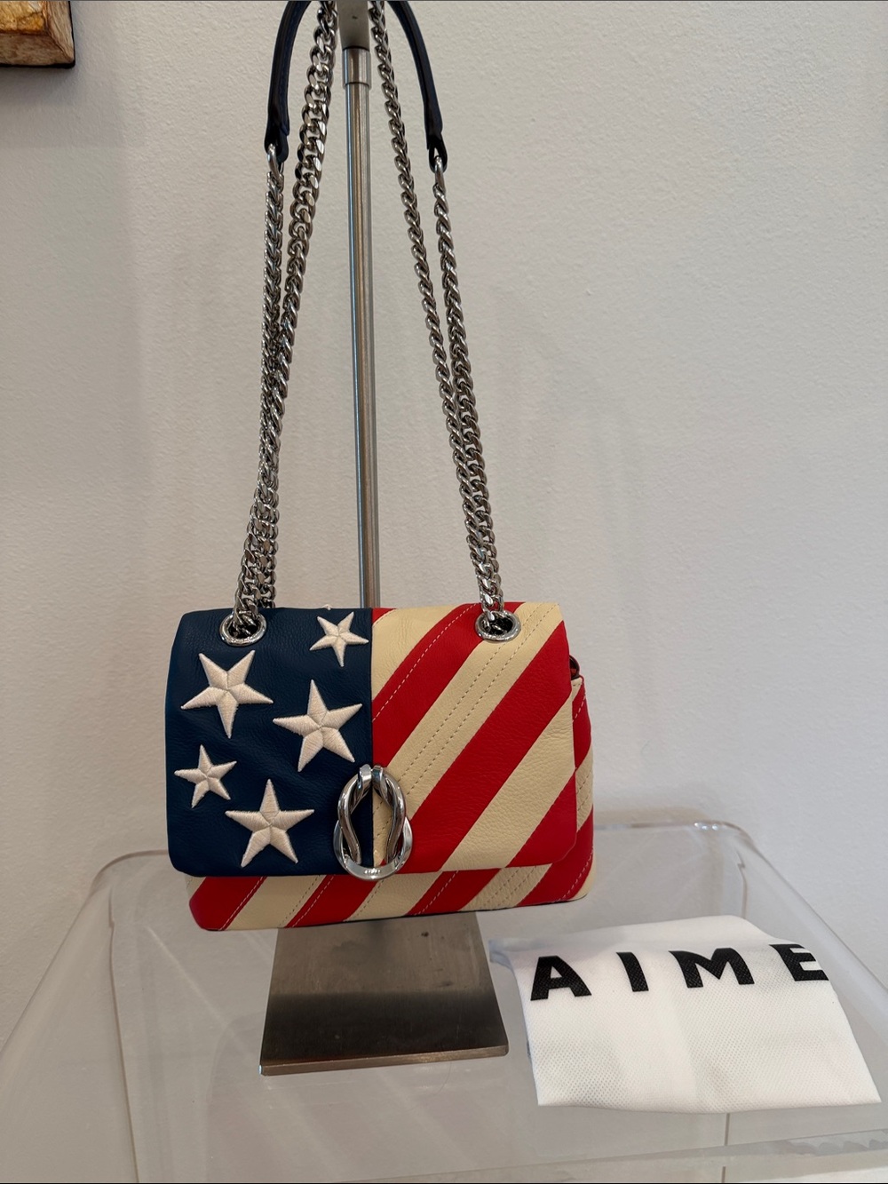 Aimee Kestenberg Stars & Stripes Leather Shoulder Bag - Blue/Red/Cream